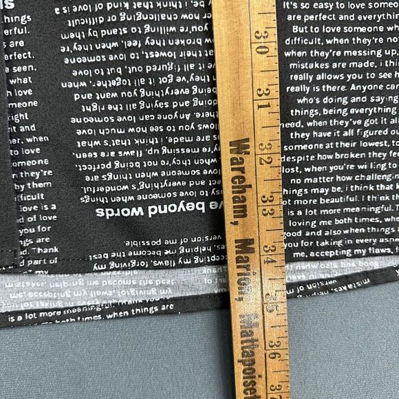 Spoon Jeans Tunic Top Women L Black Allover Script Empowerment Button Up Shirt* - Picture 12 of 12